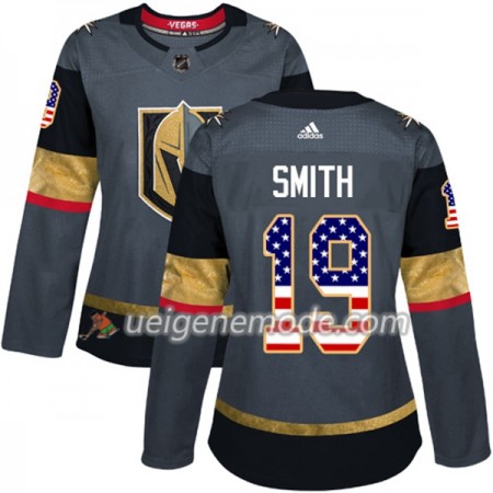 Dame Eishockey Vegas Golden Knights Trikot Reilly Smith 19 Adidas 2017-2018 Grau USA Flag Fashion Authentic